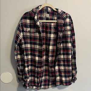 Jachs Plaid Button-Up Shirt Jacket in Red, Navy & White
